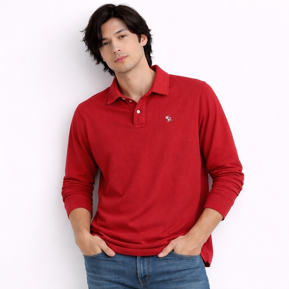 Vintage Abercrombie & Fitch Muscle Rugby Shirt Red Size Large